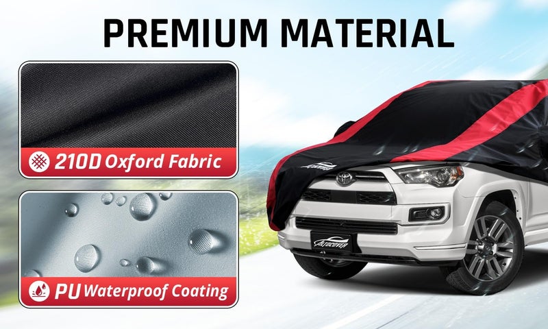 AltoCover Toyota 4Runner Car Cover Waterproof All Weather with Red Strip Design, Custom Fit for Toyota 4 Runner 2003–2025, 4Runner Accessory with Door Zipper & Windproof Straps - Image 3